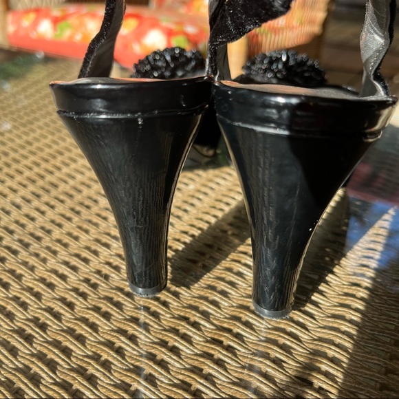 EUC Karen Scott brandy black velvet heels open toe pumps - Picture 9 of 11
